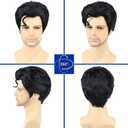 PUREHAIR Men's Short Black Cosplay Wig for Halloween Costume Party Super Funny Man Synthetic Hair Wig for Adult Men (Adults)