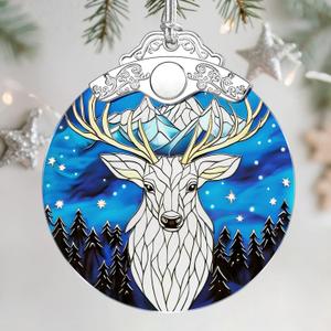 Christmas Ornaments: Stained Glass Ornament, Christmas Tree Ornament, Hanging Ornaments for Home Decor & Xmas Tree Decorations Exquisite Holiday Decor, Gifts & Holiday Present - Deer