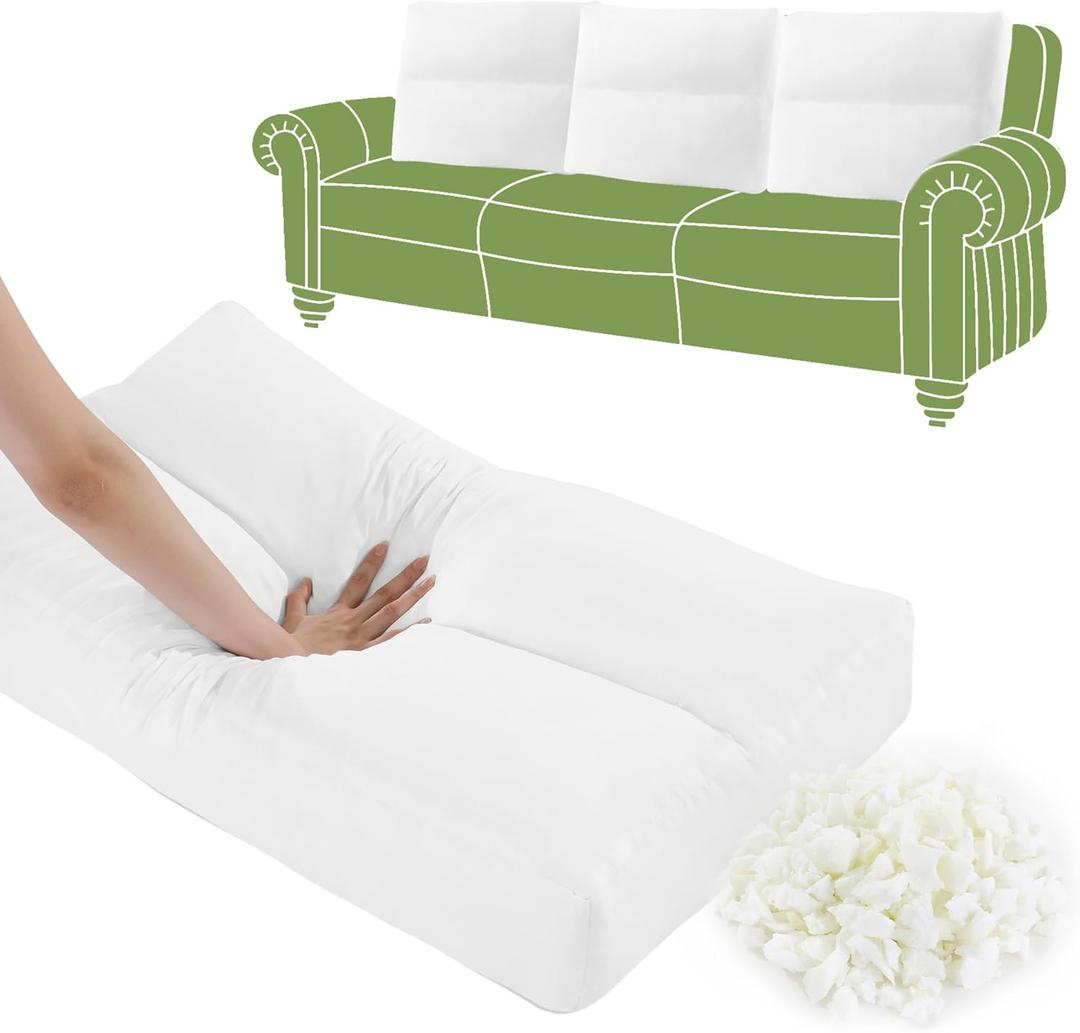 HOMBYS 3 Packs Shredded Foam Couch Back Cushion Replacement, Stuffing & Supportive Sofa Waist Cushion, Lumbar Support Pillow for Sofa & Couch, Removable Back Pillow,(24"x18")