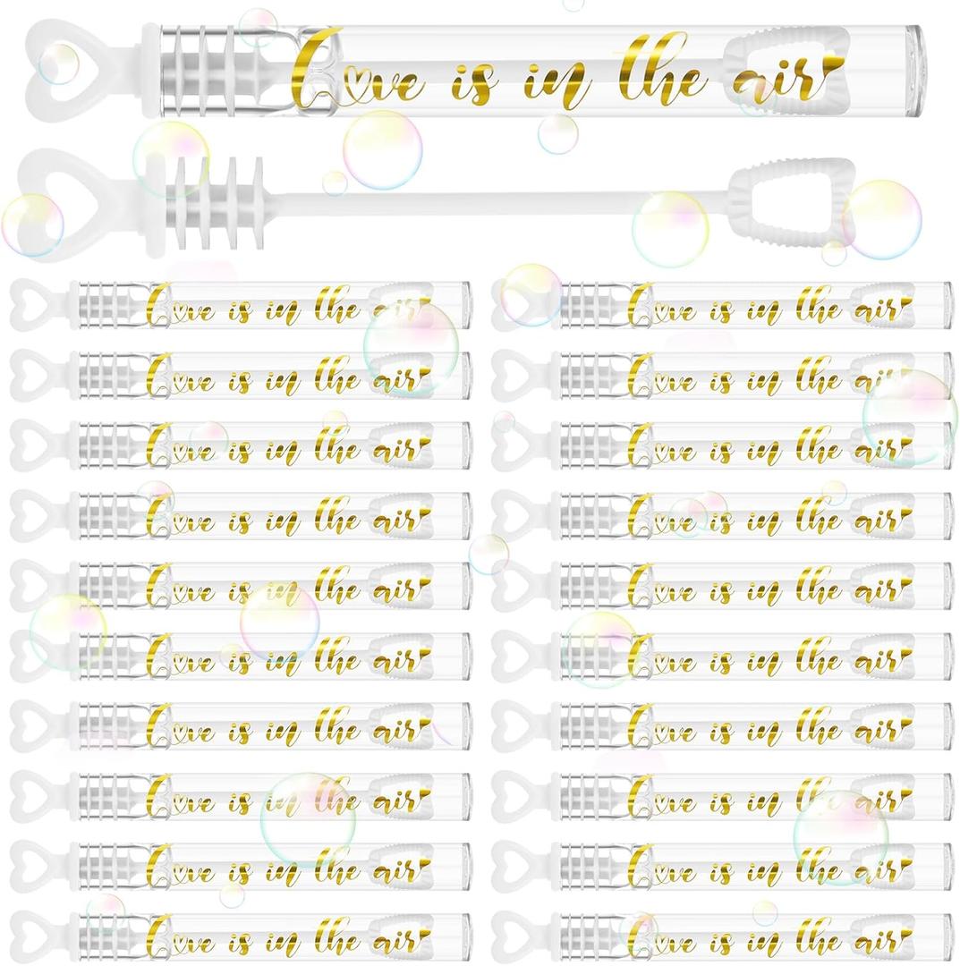 60 Count Wedding Mini Bubble for a Wedding Wands Bulk Heart Bubble Wand for Guests Send Off Adults Party Supplies Valentine Anniversaries Celebration (Love)