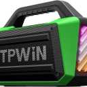 Bluetooth Speaker - 80W Loud Rugged Outdoor Speakers, IPX6 Waterproof, 20H Playtime, Deep Bass, Lightshow, TWS, BT 5.3 Wireless, Portable for Travel Hiking Camping Beach Pool - Green