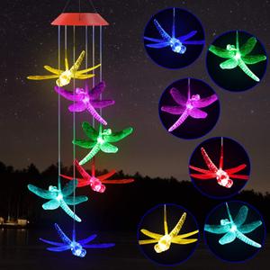 Solawindchime Dragonfly Wind Chimes Gifts for Women, Color Changing Solar Wind Chime Outdoor Decor, Waterproof Solar Lights, Romantic Dragonfly Wind Bells, Solar Powered Wind Chime Garden Decoration