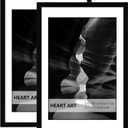 HEART ART 24x36 Poster Frame with Mat, Black Picture Frame, Display Pictures 20x30 with Mat or 24 x 36 Without Mat, Poster Frames 24 x 36 inches for Wall Mounting,2 Pack