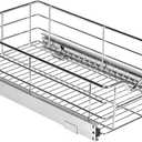 HOLDN STORAGE Heavy-Duty Premium Collection Pull Out Cabinet Organizer - Pantry Drawer Slide Out Caddy -Lifetime Limited Warranty - Basket Size 11" W x 21" D x 5" H, Anti-Rust Chrome Finish
