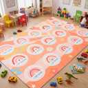 7.5x5 ft Large Rainbow Classroom Rug, Educational Area Mat
