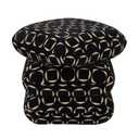 Get Set Style Ottoman, 360° Swivel Vanity Chair, Modern Geometric Ottoman, Foot Stool, Accent Vanity Stool, Lounge Footrest for Small Space, Living Room, Bedroom, or Entryway (Black Jacquard)