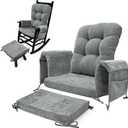 5 PCS Glider Rocker Replacement Cushions with Storage Side Pocket, Luxuriy Chenille Fabric Foam & Microfiber Filling, Thickened & Supportive Rocking Chair Cushion Set, Light Grey