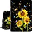 for iPad 9Th / 7Th / 8Th Generation Case, for iPad 10.2 Case Shockproof Protective Multi-Angle Viewing Adjustable Stand Auto Wake/Sleep Butterfly Sunflower
