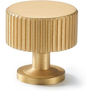 Brushed-Gold Drawer Cabinet Knobs - 10 Pack Solid Brass Handles(1-1/8x1-1/8inch/28x28mm) Modern Hardware for Dresser Kitchen Bedroom Bathroom