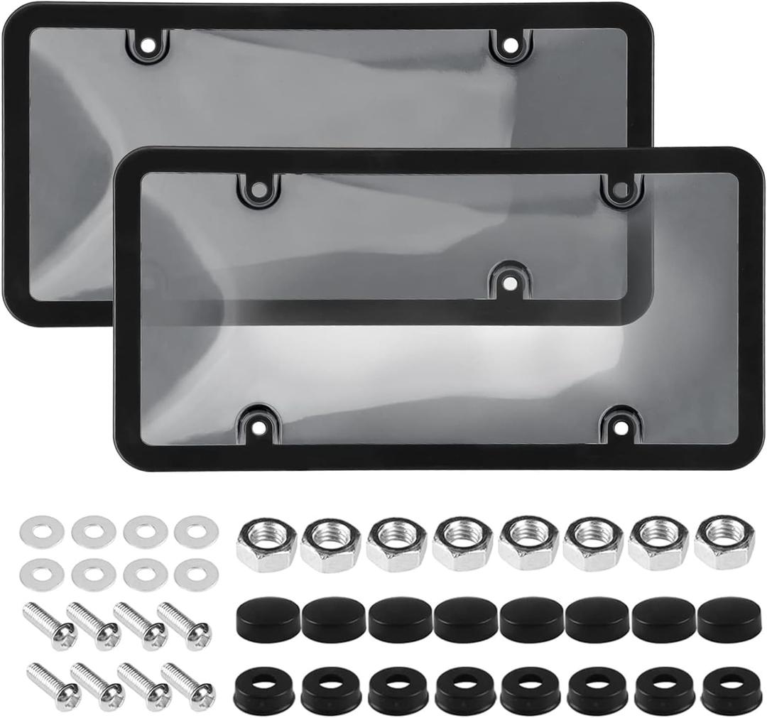 2pcs License Plate Protector License Plate Covers, License Plate Covers License Plate Frames with Screw Caps Cover Kit Clear License Plate Protector