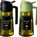 CXINYI - 16oz/470ml Olive Oil Dispenser for Kitchen with Stickers - 2 in 1 Olive Oil Sprayer for Cooking, Air Fryer, and Salad, Black&Green (Light-Proof Kitchen Gadget)