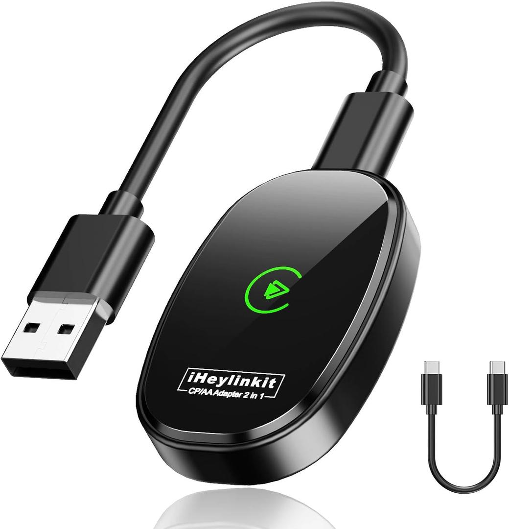 Faster Wireless Carplay Adapter - Seamless Car Play Adapter Compatible with Apple iPhone 10+ Android 11+, Easy Use 2 in 1 Dongle Connection for Android Auto Converting Wired to Wireless (Black)