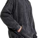Bobeutou Oversized Hoodie Men Vintage Cotton Casual Hooded Sweatshirt Trendy Baggy Basic Hoodies Retro Pullover Streetwear (Black, M)