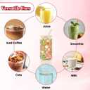 Christmas Gift Iced Coffee Cup, Aesthetic Glass Tumbler, 16 oz Coffee Glass Cup with Lid Straw, Christmas Stocking Stuffers, Gifts for Women Teen Girls