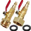 Lomodo Winterize Blowout Adapter Winterizing Tool with 1/4" Quick Connect Plug and 3/4" Garden Hose Threading, Brass Quick Fitting with Ball Valve for Blowing Out Water to Winterize Water Lines