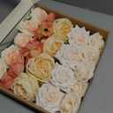 Ling's moment Artificial Flowers Fake Silk Poppy Peony Faux Foam Roses Combo for DIY Wedding Bouquets Centerpieces Arrangements Bridal Shower Party Home Decorations, Coral & Cream, 24pcs