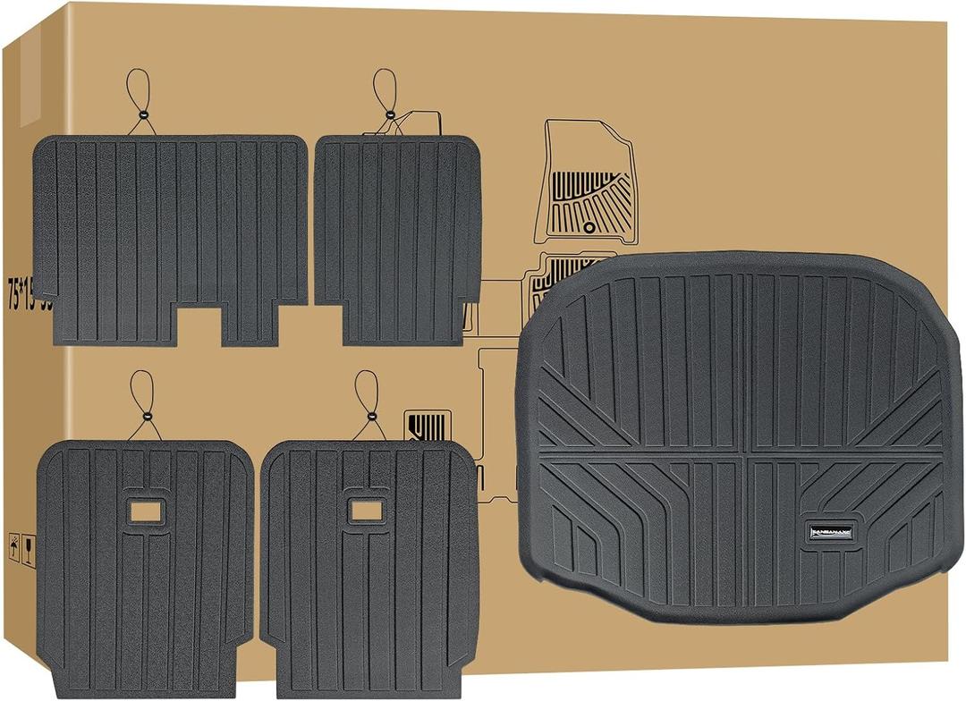 Cargo Mat Compatible with 2015-2019 Ford Explorer 6&7 Passenger 2nd Row 3rd Row Seat Backrest Mat &Trunk mats All-Weather Trunk Liner Custom-Fit for 2015-2019 Explorer Accessories