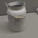 Yoillione Milk Jug, Farmhouse Vase, Decor with Handle - White Metal Vase for Artificial Flowers (Large)