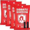 DIBBATU Fire Blanket for Home and Kitchen, Fire Blankets Emergency for Home, Emergency Fire Blankets Retardant for House, Fireproof Blanket, Survival FireBlanket for Kitchen,Fireplace, Grill, BBQ (40"x40"-4 Pack, Red)