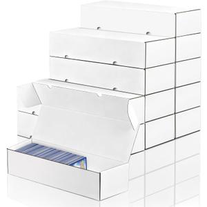 12-Pack 1100 Count Trading Card Storage Box, White Corrugated Cardboard Storage Box, Sports Trading Card Boxes for TCG, Mtg Sports, Gaming Cards Collection