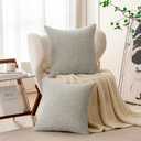 Moment Grey-Beige Chenille Throw Pillow Covers 20x20 Inch Pack of 2 Modern Decorative Throw Pillow Cases Farmhouse Cross Throw Pillowcases Home Decor for Sofa Bedroom Living Room