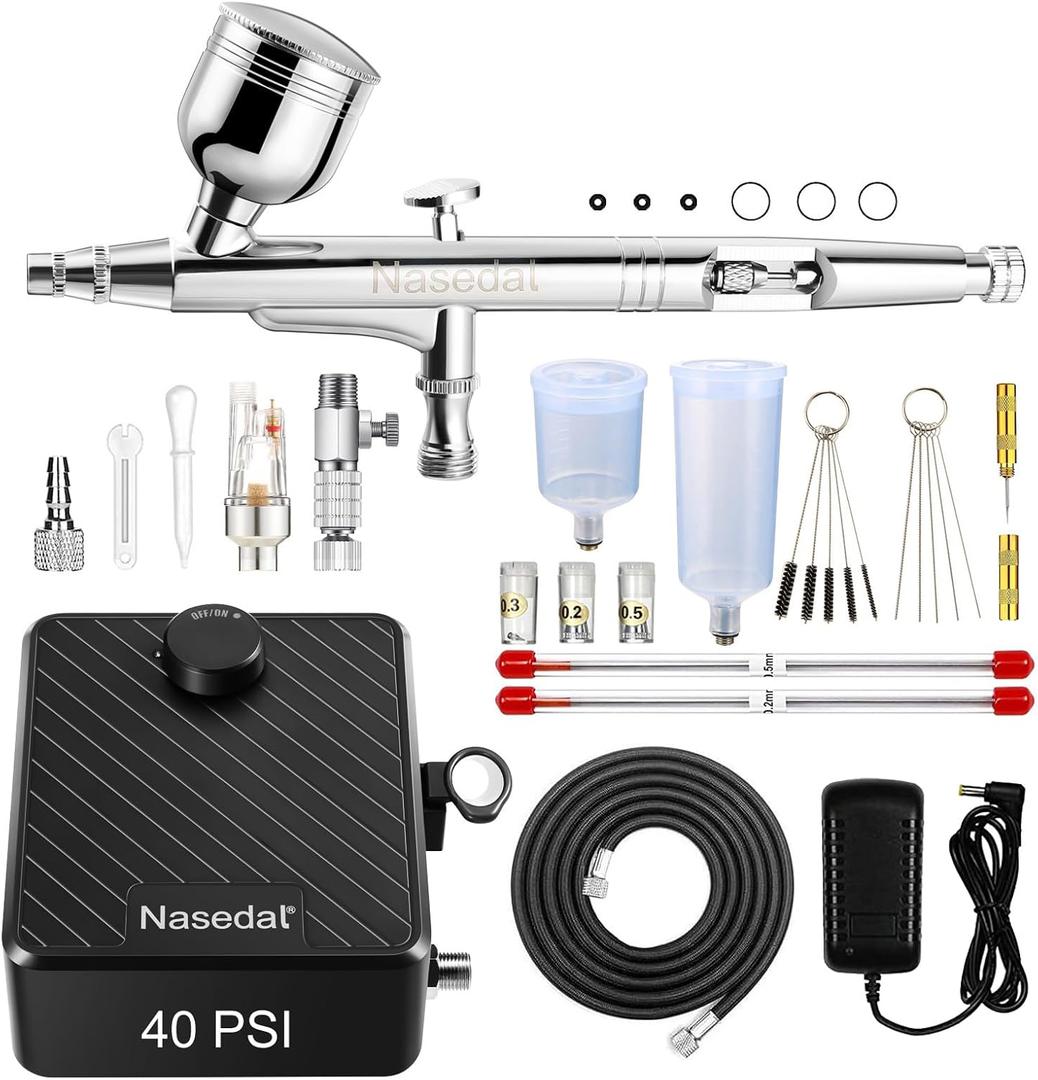 Airbrush kit 40PSI Air Compressor Dual-Action Air Brush for Model Paint Car Nail Makeup Cake Decoration Art Drawing Craft Tattoo