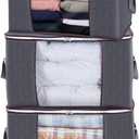 Lifewit 3 Pack 90L Clothes Storage Bins with Lids, Foldable Blanket Storage Bags with Zippers, Clear Window and Reinforced Handles, Closet and Organization for Clothing, Sweater, Comforter, Bedding