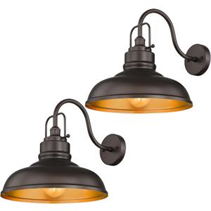 zeyu 2 Pack Gooseneck Barn Lights Outdoor, Outdoor Wall Sconces for Porch Patio, 18" Farmhouse barn Lights in Oil Rubbed Bronze Finish, 016-1BL-2 ORB (Large)