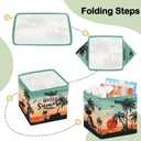 HUUMONSS 11.8" Tropical Beach Cube Storage Organizer Set Palm Trees Cube Storage Bin for Adult to Organize Clothes for Bathroom, Bedroom, 3Pcs