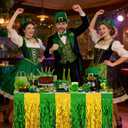 2 Pcs St. Patrick's Day Party Decorations,29.5 x 108 Inch Green Gold Table Skirts,Metallic Wavy Tinsel Foil Fringe Table Skirts,Round and Rectangle Tables Decorations for Irish-Themed Party Supplies
