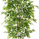 Warmplants 8ft Artificial Ficus Tree, 96 Realistic Ficus Leaves Large Fake Plant with Basket, Indoor Outdoor Potted Faux Tree for Home Garden Office House Livingroom Dcor
