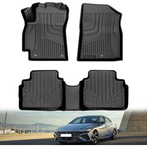 Floor Mats Compatible with Hyundai Elantra Elantra N 2021-2024 2025 (Include Hybrid),1st & 2nd Row TPE Mat All Weather Protection Floor Liners Heavy Duty Automotive Accessories