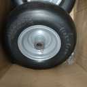 11x4.00-5 Lawn Mower Tires Flat Free Tire and Wheel 2 Pack Universal Fit 11x4-5 Flat Free Tire with Rim, 3.4"-4"-4.5"-5" Centered Hub, 3/4" or 5/8" or 1/2"Bushings
