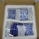 Selamica Ramekins with Lids 4 oz Oven Safe, Creme Brulee Ramekins Souffle Dishes with Covers, Stackable Ceramic Mini Ramekin Bowls Set for Dipping, Custard, Pudding, Baking, Set of 6, Vintage Blue