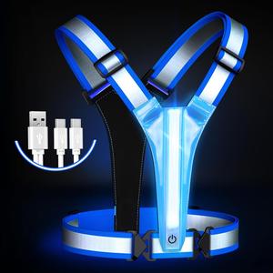LED Reflective Running Vest, Light UP Reflective Vest, Safety Light Gear for Night Walking Cycling for Women Men Kid