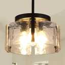 Black Chandeliers for Dining Room Light Fixture, Foyer Lighting Fixtures Pendant Lights Kitchen Island, Adjustable Glass Modern Farmhouse Chandelier for Entryway, Bedroom, Bathroom, Foyer, Living Room