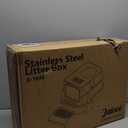 Stainless Steel Cat Litter Box with Lid, Extra Large Cat Litter Box for Large Cat, Metal Litter Boxs with High Sided Enclosed and Scoop, Top Entry, Anti-Leakage, Easy to Clean, Grey