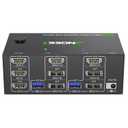 KVM Switch 3 Monitors 2 Computers 8K@60Hz 4K@144Hz, USB 3.0 Triple Monitor KVM Switch with 4 USB 3.0 Ports, 2*Displayport+1*HDMI in,3*HDMI Out,Wired Remote,Power Adapter and USB3.0 Cables Included