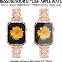 Compatible for Apple Watch Band with Screen Protector Case, Jewelry Replacement Bands 46mm 45mm 44mm 42mm 41mm 40 mm 38mm 2 Pack Protective Cover for iWatch Series 11/10/9/8/7/6/5/4/3/2/1/SE Women