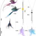 3-in-1 Interactive Bird Simulation Cat Wand Toys Set, Cat Hanging Door Toy, Include Detachable 5PCS Replacements Feather Toys and 2 Types Door Hanging String
