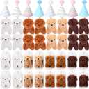 20 Pcs Mini Stuffed Animals Plush Toy Set Includes 20 Birthday Hats 20 Kraft Paper Boxes for Boys and Girls Animal Theme Birthday Party Supplies Favors Gifts (White)