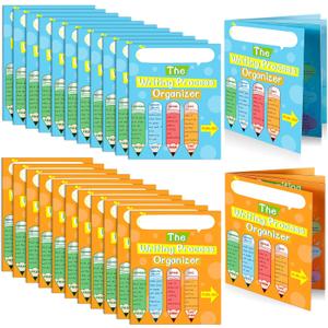 24 Pcs Writing Process Pocket Folders Writing Process 4 Pocket Laminated Student Folders School Folders with Pockets for Teacher Classroom School Supplies, 2 Styles, 9.5 x 12 Inch