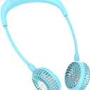 Portable Neck Fan, 2600mAh Battery Operated, Ultra Quiet Hands Free USB Fan with 3 Speeds, Strong Wind, 360 Adjustable High Flexibility Wearable Personal Fan for Sport Office Outdoor Travel-Cyan