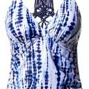 Holipick Tankini Top Only for Women V Neck Tummy Control Swimsuit Ruched Bathing Suit No Bottom S