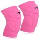 Volleyball Knee Pads in Pink, Knee Protector Supporter for Girls, Ladies, and Women with High-Protection Pads. Professional Grade Knee Pads for Running, Tennis, Yoga, Cycling, Gym, and Workout Exercise (Medium & Large)