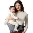 Momcozy Hip Seat Baby Carrier - Adjustable Waistband with Original 3D Belly Protector, Ergonomic Carrier with Various Pockets for Newborns & Toddlers up to 45lbs (Grey, Large)