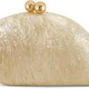 Acrylic Seashell Clutch Purse for Women, Elegant Marble Evening Bag with Gold-Tone Magnetic Clasp, Wedding Party Clutch Handbags, Apricot