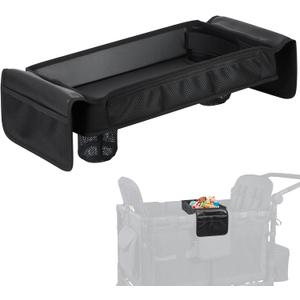 Snack Tray with Foldable Deeper Cup Holders for Wonderfold Stroller Wagon Accessories,Hanging Side Pockets,Easy to Clean and Install(W4 Series)