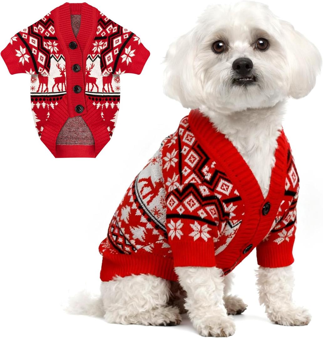 Dog Christmas Sweater Classic Pattern Dog Christmas Outfit Soft Warm Knitted Pet Clothes Cold Weather Puppy Clothes for XL Dogs Cats
