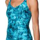 Speedo Women's Swimsuit One Piece Sweetheart Moderate Cut (14, Fancy Floral Ocean Depths)
